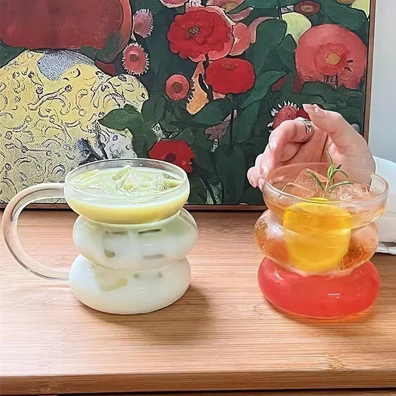 Tasse en verre Transparent irrégulière résistant à la chaleur