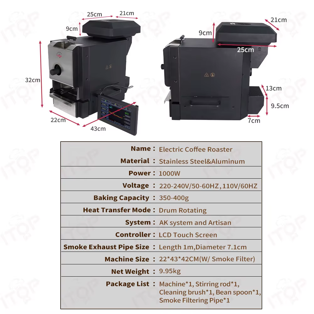 ITOP V2-Torréfacteur de grains de café CYBEROASTER avec connexion artistique
