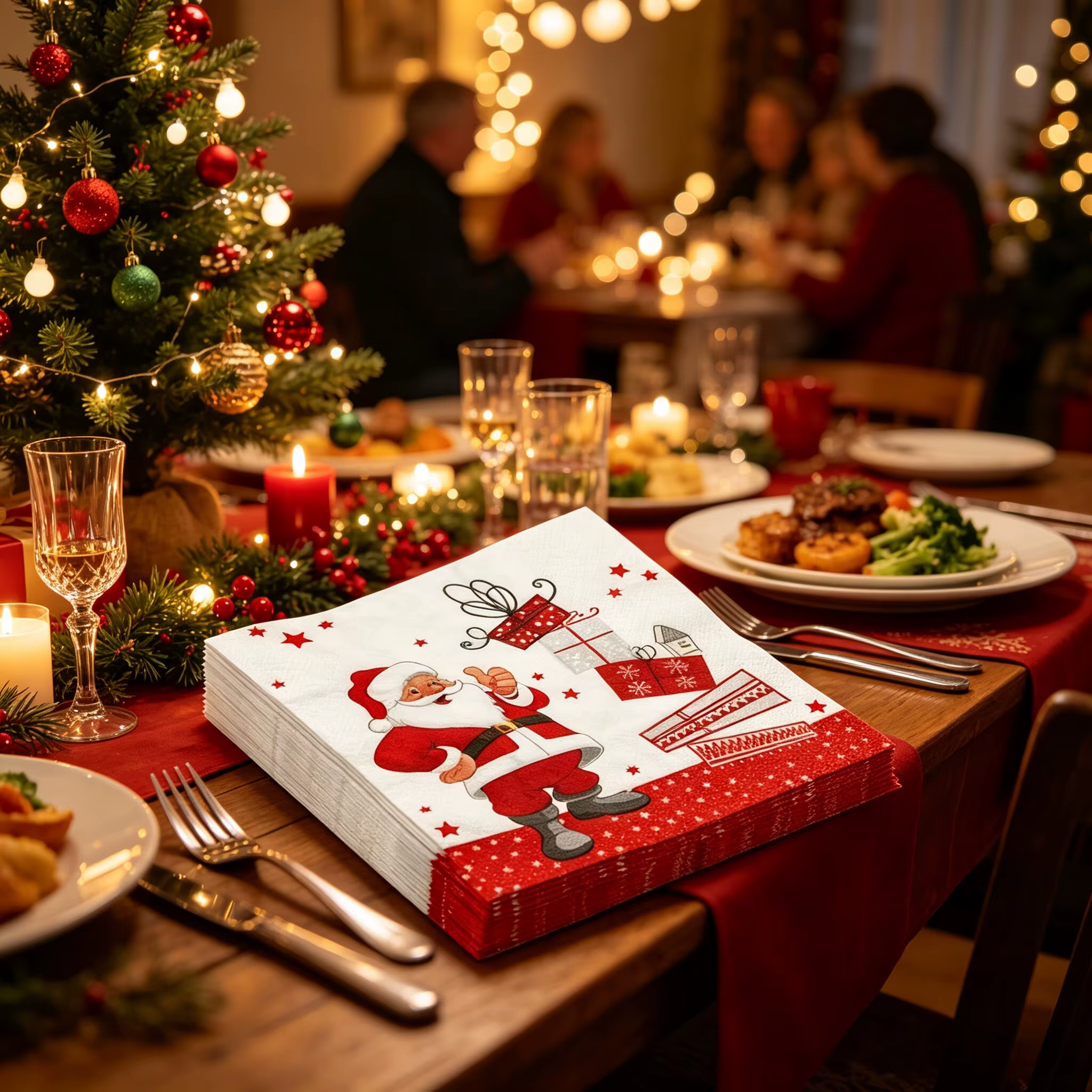 Serviettes de table de Noël 20/40/60 pièces - Père Noël