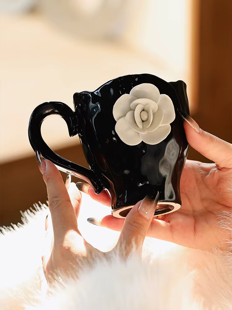 Ahunderjiaz-Tasses à café en céramique française rétro