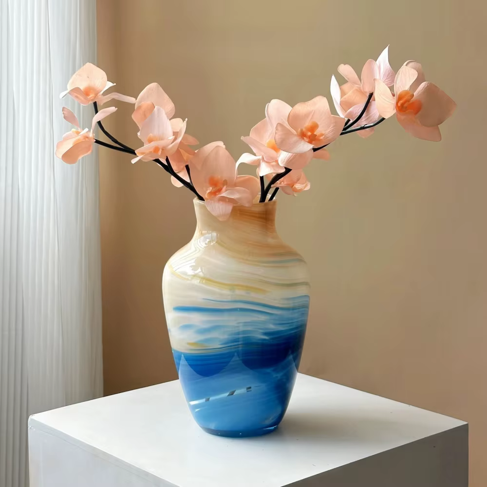 Vase en verre, ornement luxueux et élégant, arrangement floral pour salon, décoration rétro pour la maison, dispositif de culture aquatique artistique