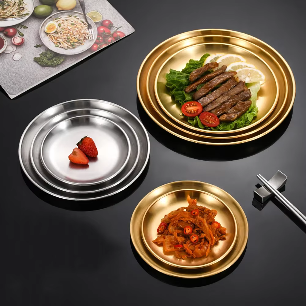 Ensemble d'assiettes en acier inoxydable pour Barbecue