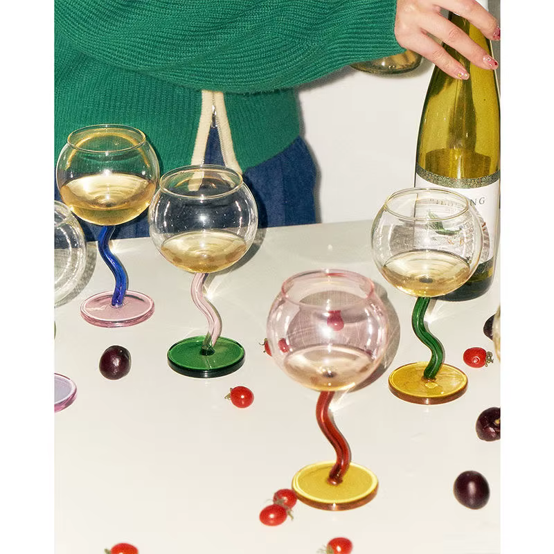 300ml 10oz 1 PC nouveau créatif coloré rond verres à vin tasse avec tige torsadée verre gobelet
