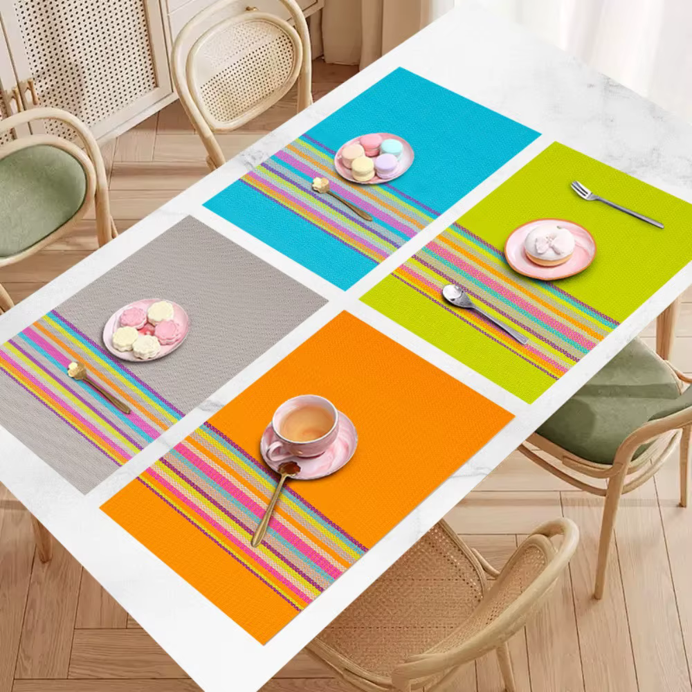 Tapis de Table à bande colorée en PVC
