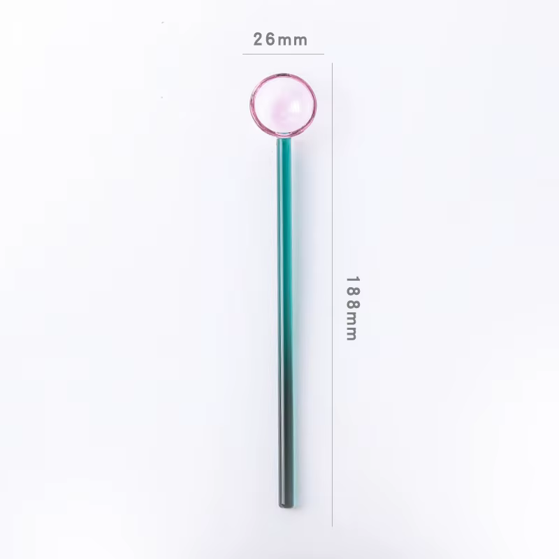 Cuillère en verre borosilicate écologique réutilisable avec brosses pour smoothies
