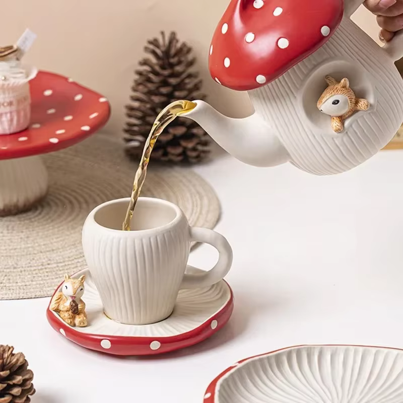 Assiette à café Chi et à gâteau en céramique