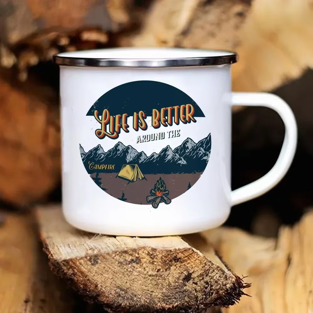 Tasse à Café Créative en Émail pour Voyage en Plein Air