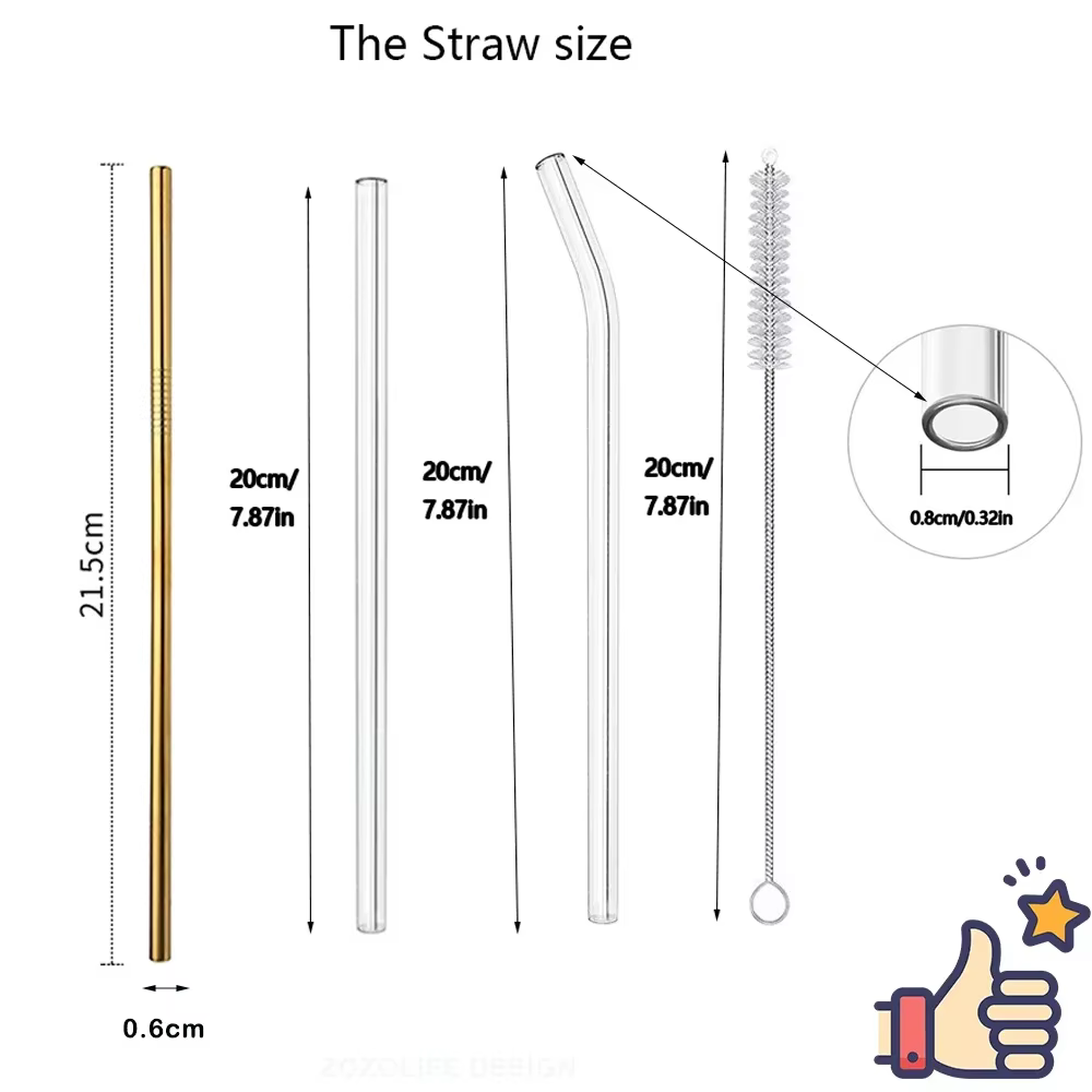 Pailles en verre écologiques réutilisables