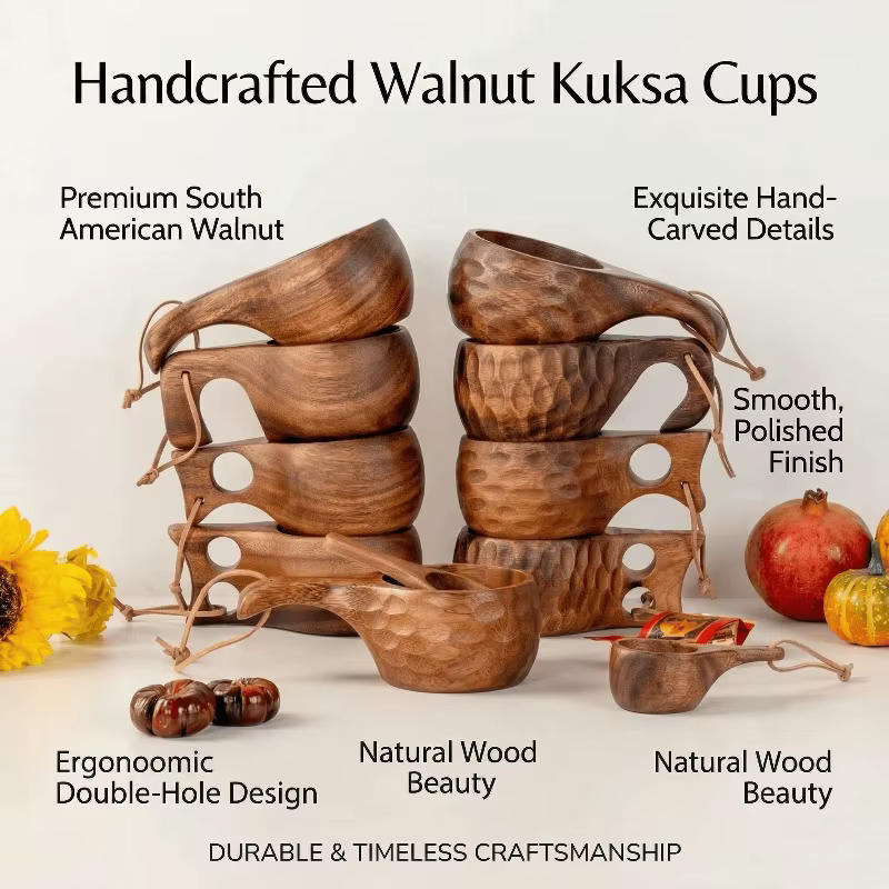 Mug en bois d'acacia naturel Kuksa 200ml & 400ml