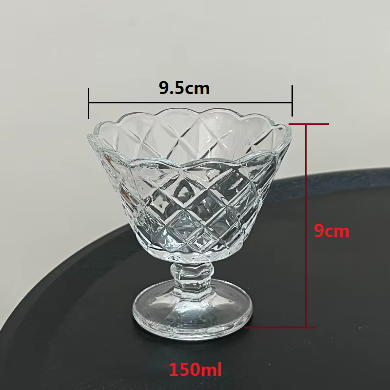 Gobelets en verre vintage en dentelle – Tasses à café et bols à desserts – pour glace