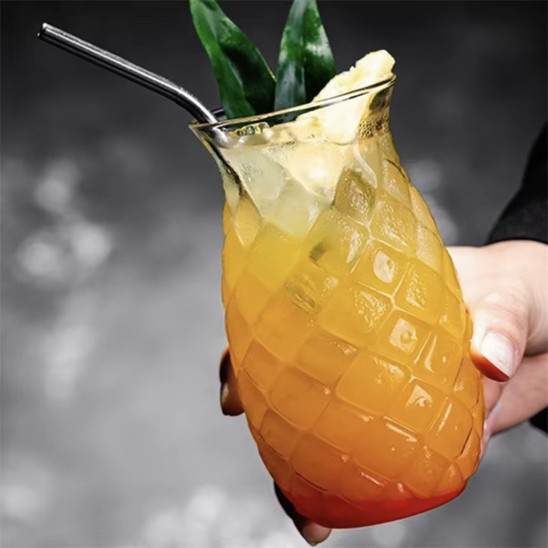Tasse à café en verre transparent de 480 ml en forme d'ananas