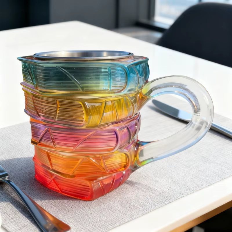 Mug en verre en forme de livre 200 ml – Tasse à café ou thé unique pour les amoureux des livres – Cadeau original sur le thème de la lecture – Vaisselle à double paroi et décoration de bureau