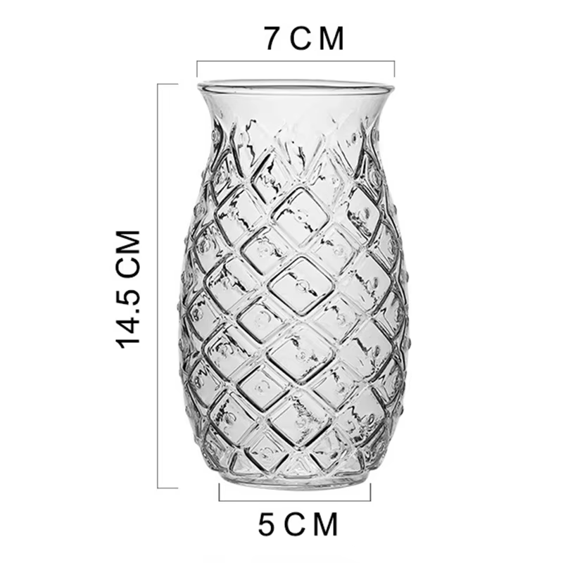 Tasse à café en verre transparent de 480 ml en forme d'ananas
