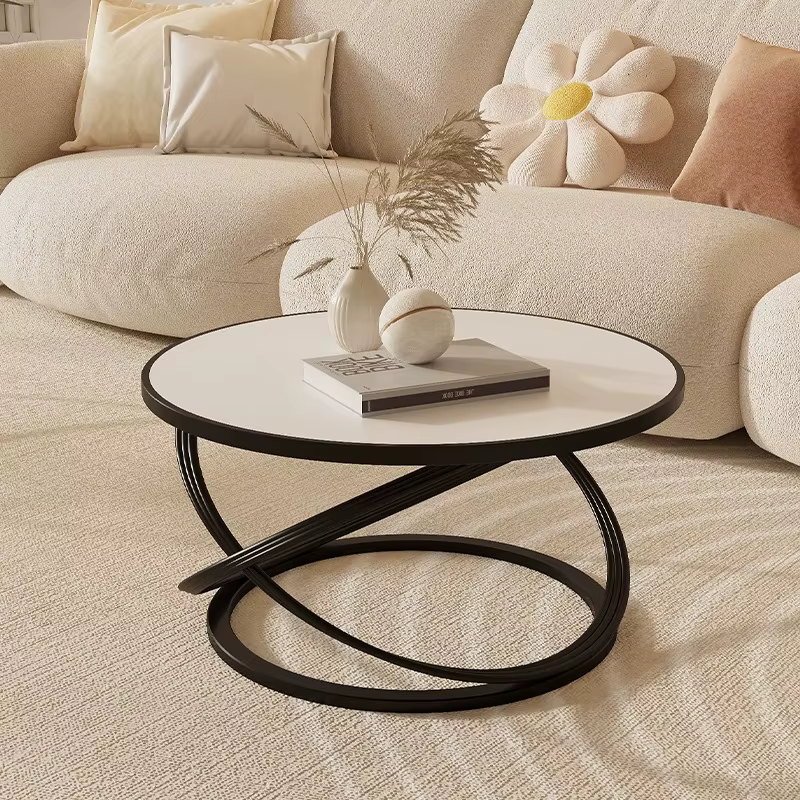 Salon de luxe Table basse Design moderne Premium Glam Tables basses blanc rond Muebles Para El Hogar décoration de la maison