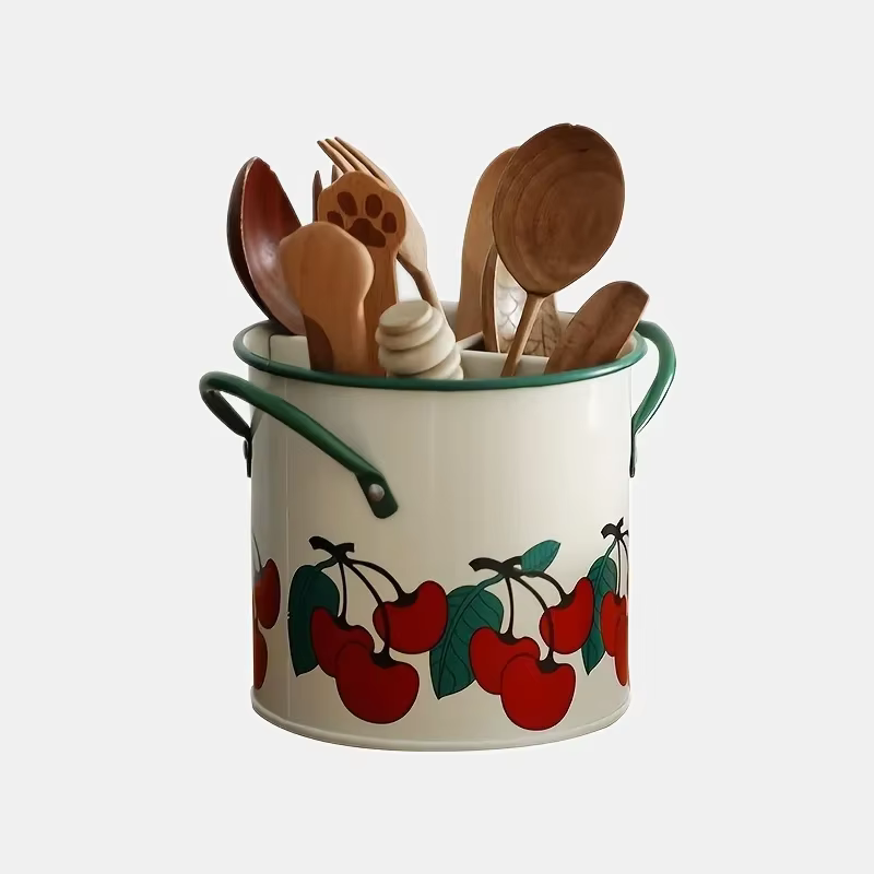 Seau de vaisselle cerise Vintage