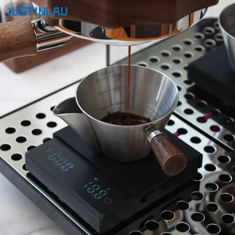 JUSTINLAU Tasse d'extraction d'expresso 110 ml en acier inoxydable 304 avec échelle