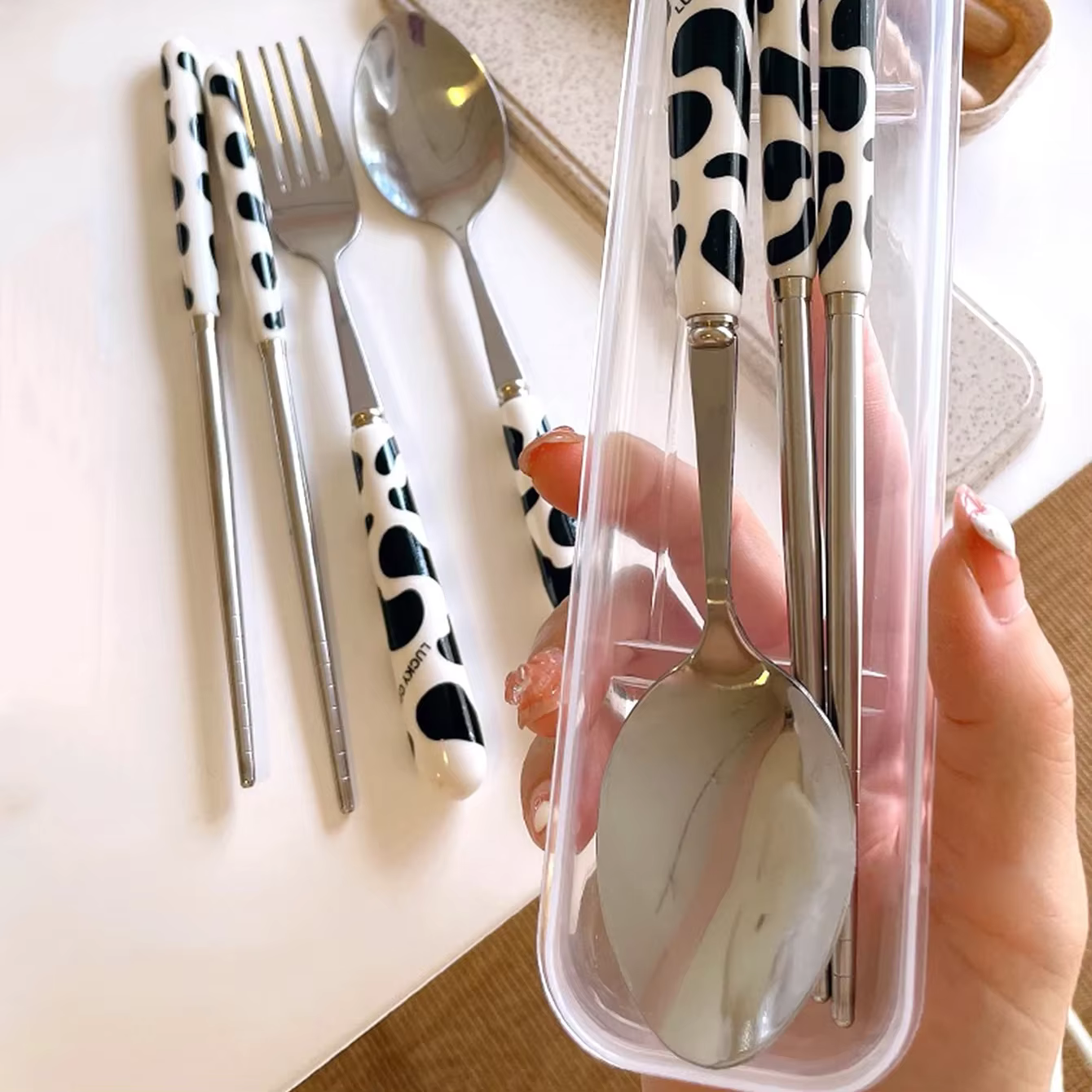 Ensemble de vaisselle Portable 3 pièces avec mallette de rangement