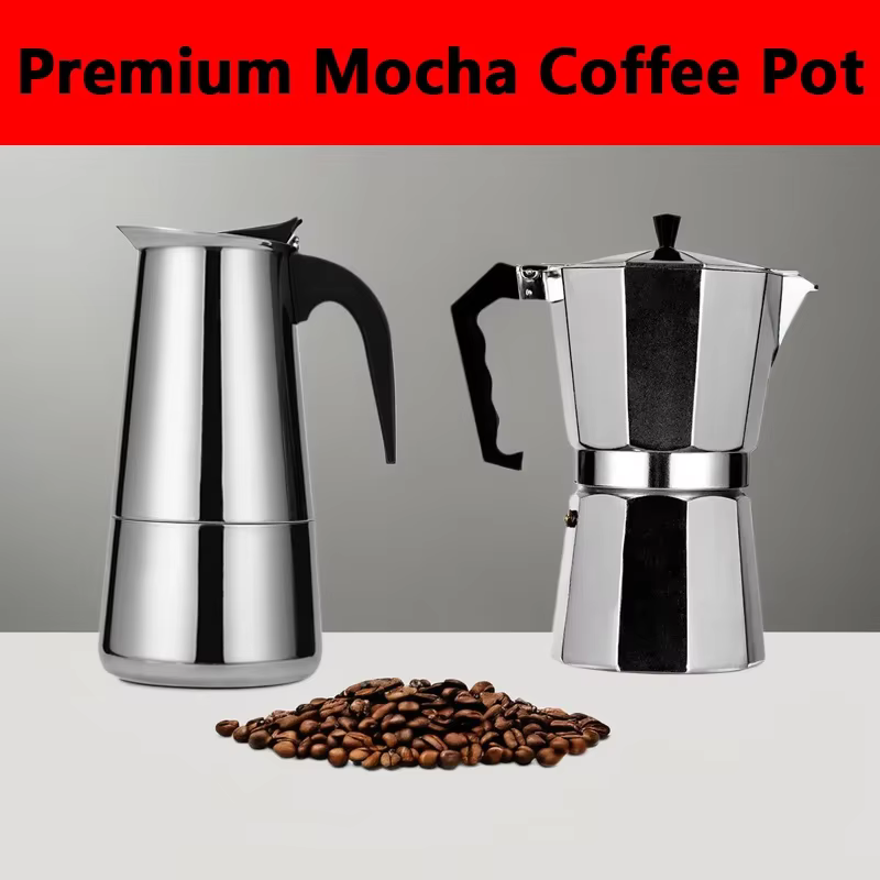 Cafetière Moka Pot 50ml-600ml cafetière en acier inoxydable, Machine à café italienne adaptée aux cuisinières à Induction cafetière
