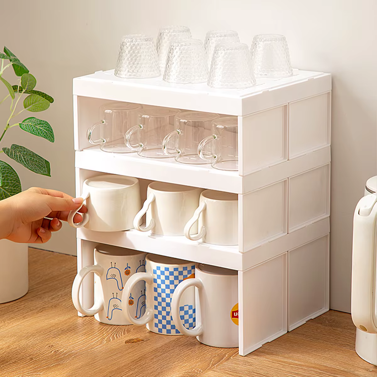 WORTHBUY armoire support de rangement de tasses empilable