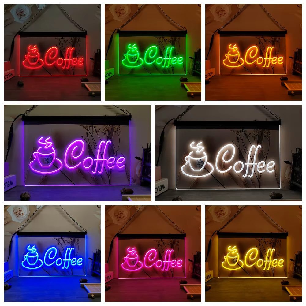 Café Cup Shop Cappuccino 73LED Neon Sign-3D Carimplantés Wall Art pour la maison