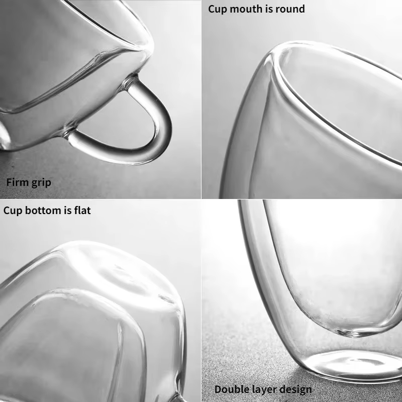 1 pièces 80-250ml Couple tasses coeur amour en forme de tasse en verre Double