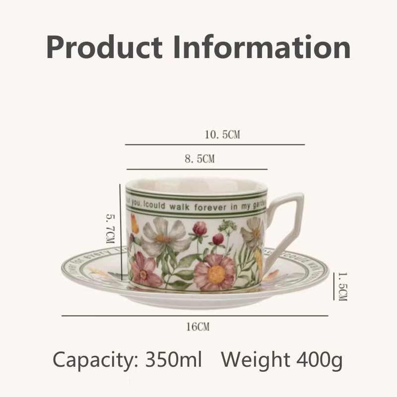 Tasse à café et soucoupe de Style rétro français
