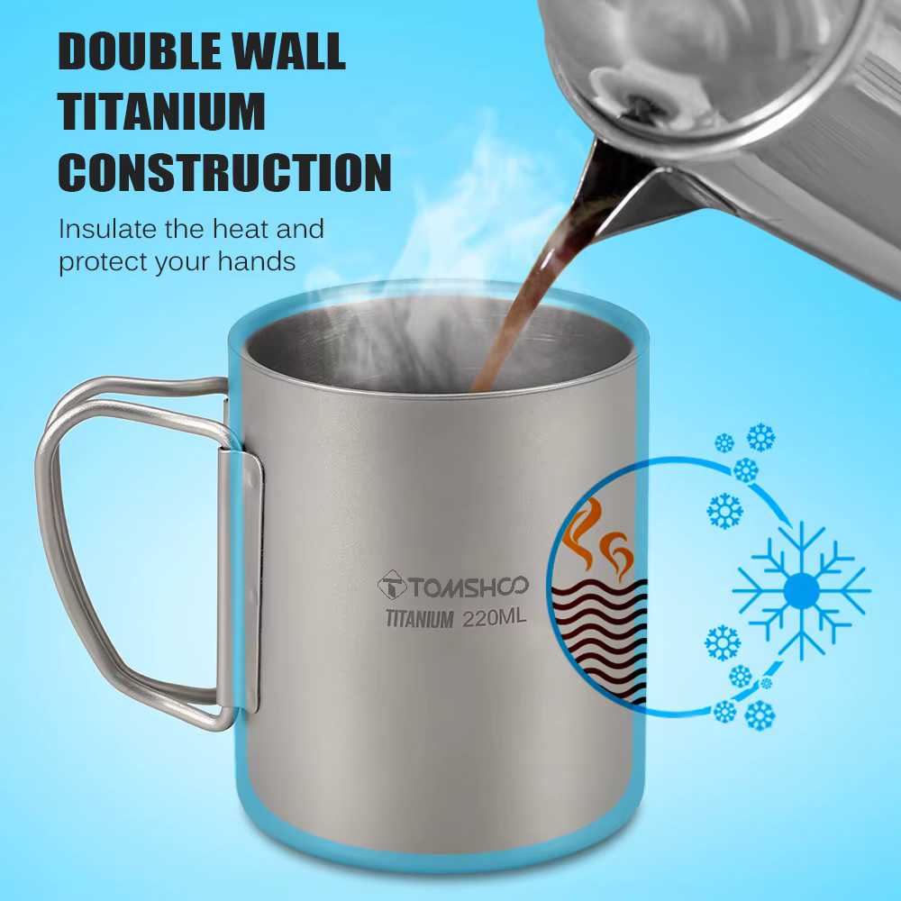 TOMSHOO Tasse à eau en titane à double paroi