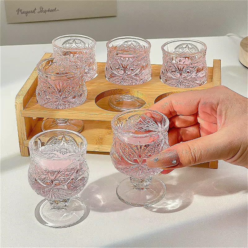 Verre à Cocktail exquis de 50ml, petit verre à vin sculpté Vintage, verre à vin doux Transparent, tasse à spiritueux, verres haut de gamme