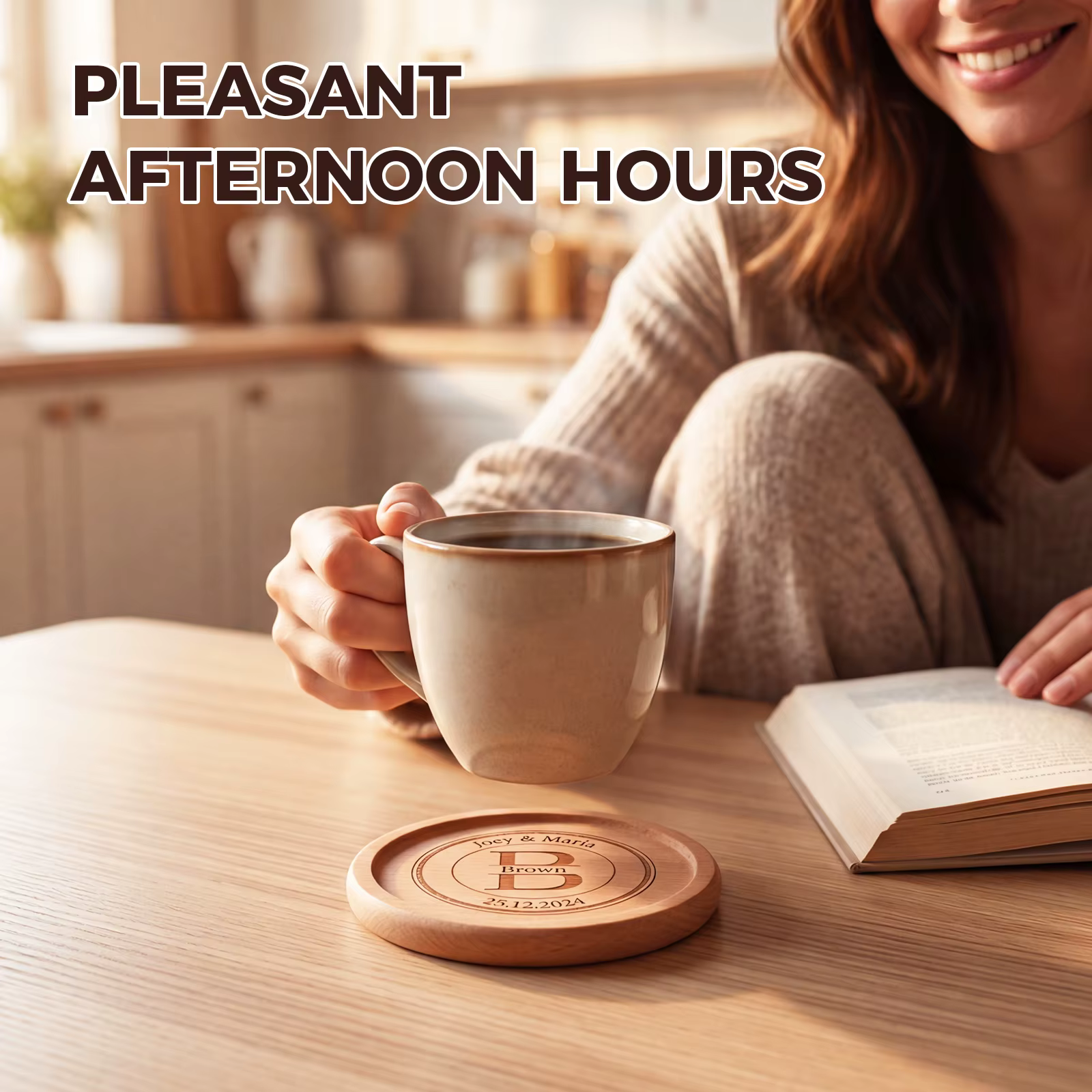 Coaster Gift 2 pièces gratuit personnalisé gravé sous-verres en bois avec rainure sur mesure pour cadeau de mariage cadeaux d'anniversaire de couple