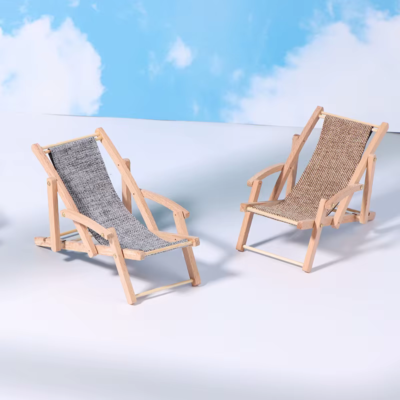 1Pc 1/12 maison de poupée chaise longue pliable maison de poupée salon chaise de plage modèle maison de poupée Mini meubles accessoires