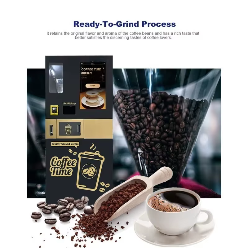 Machine à café automatique professionnelle entièrement fonctionnelle, distributeur d'espresso et de cappuccino en libre-service