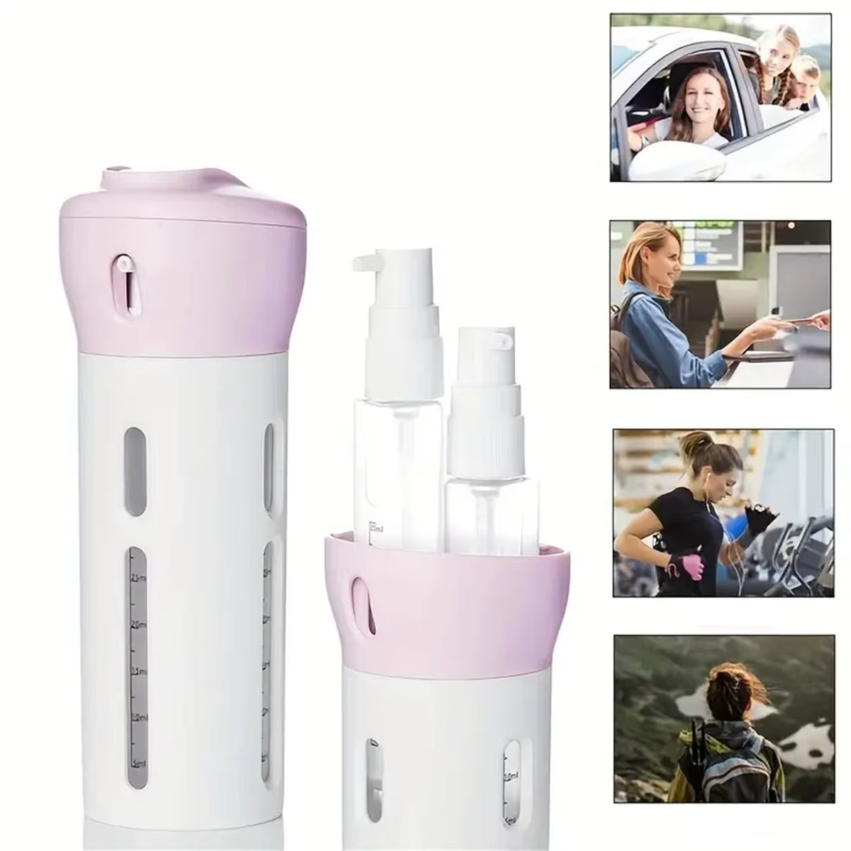 Bouteille distributrice de liquide de voyage Portable 4 en 1