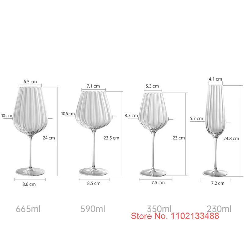 Verres à vin rouge en cristal série prisme optique lumineux