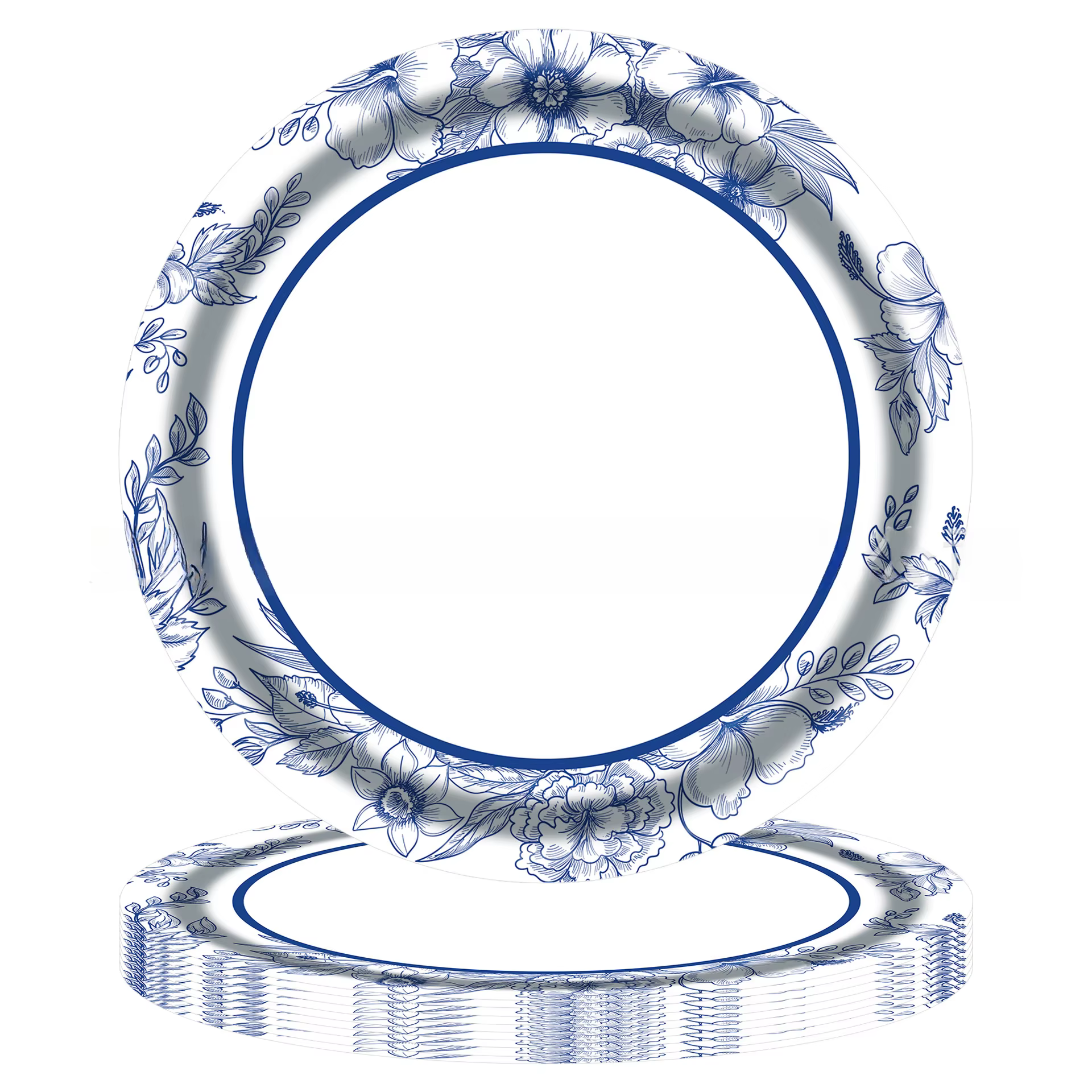 Ensemble de vaisselle de fête en porcelaine blanche et bleue minimaliste de Style chinois