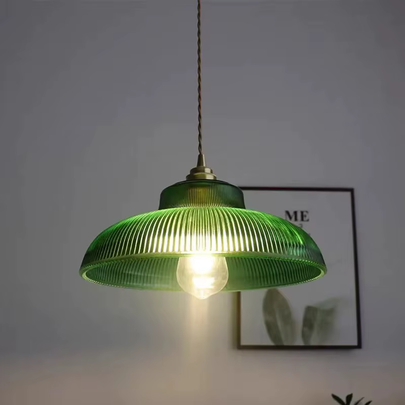 Vintage verre suspension vert lampe suspendue salon Luminaire Hall chambre Table à manger luminaires d'intérieur Lustre LED décor