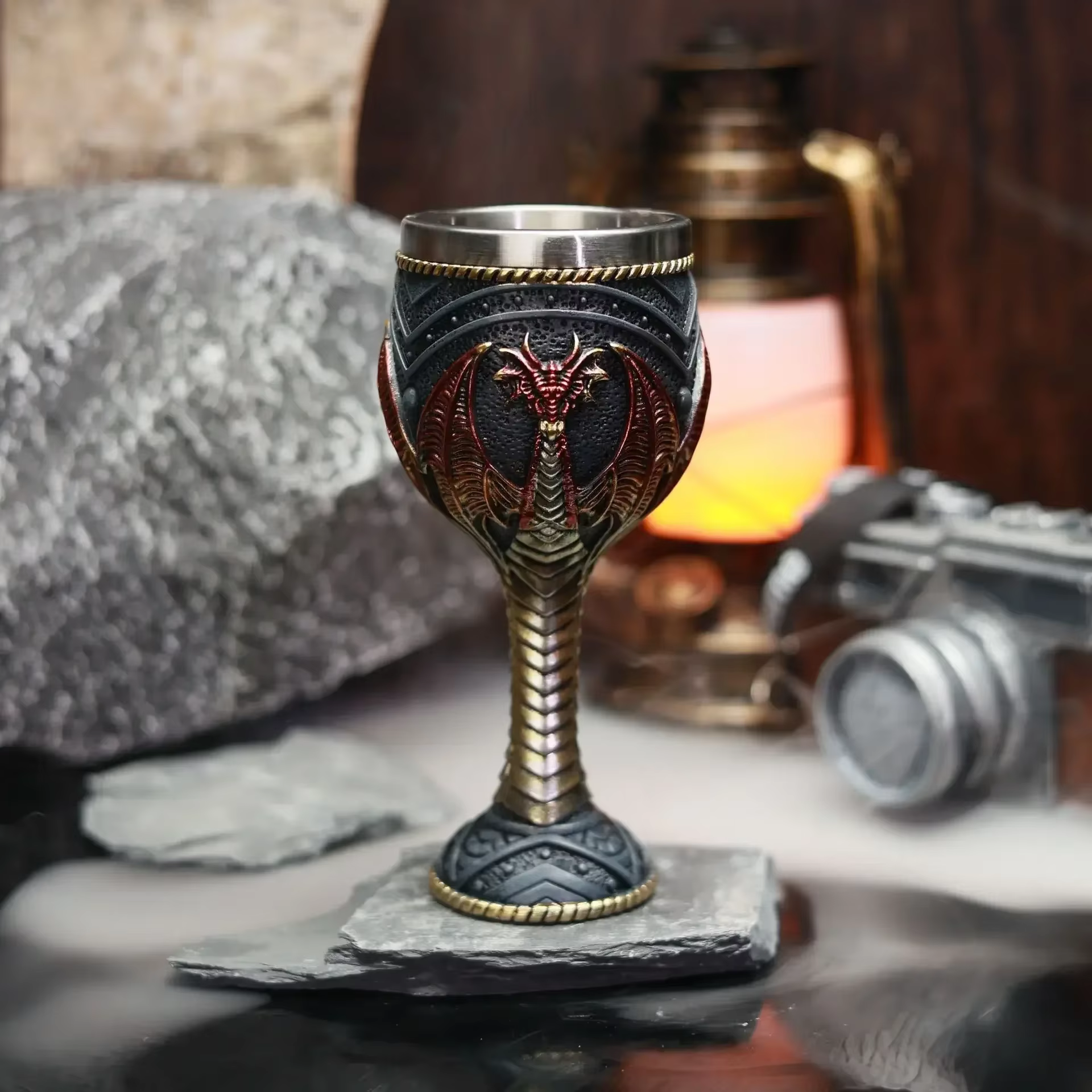 Verre à vin en acier inoxydable en résine gaufrée 3D
