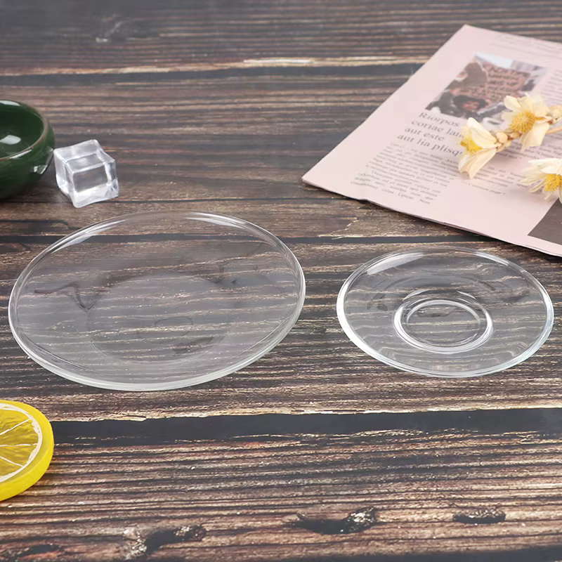 Soucoupes en verre transparent résistant à la chaleur de type C pour tasses à thé