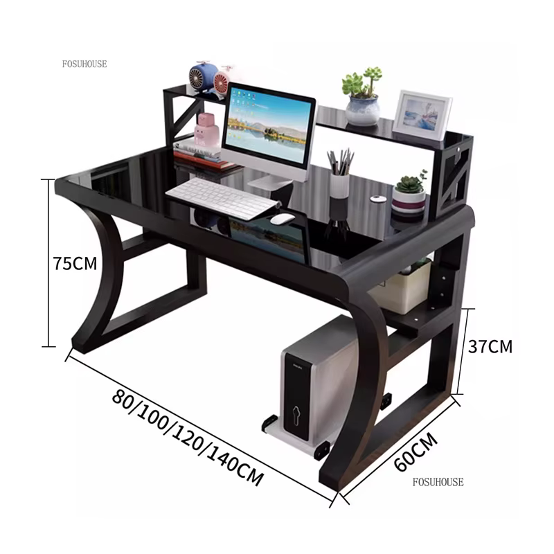 Bureaux d'ordinateur créatifs en verre trempé, table d'ordinateur de bureau à domicile, pour meubles de bureau, bureau minimaliste moderne pour chambre à coucher