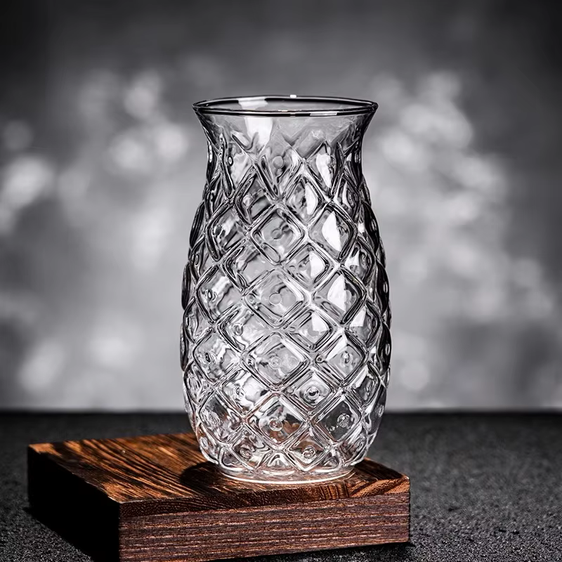 Tasse à café en verre transparent de 480 ml en forme d'ananas