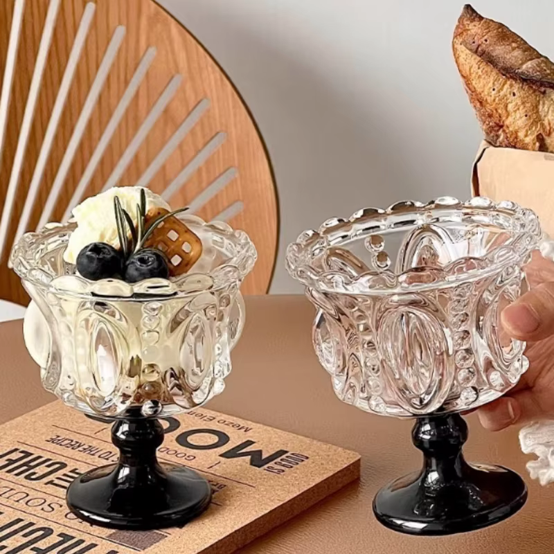 2026 Nouvelle Tasse à dessert en verre à pied haut