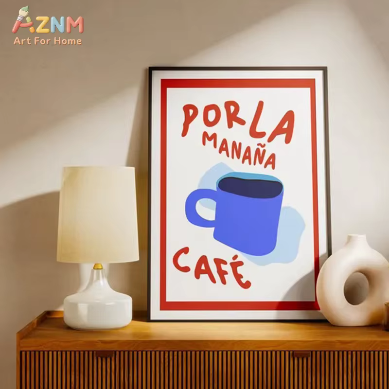 AZNM Por La Manana Cafe - Tableau mural sur toile avec tasse
