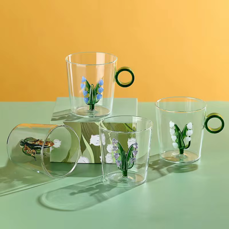 Muguet de mai Cadeau de tasse en verre pour amoureux