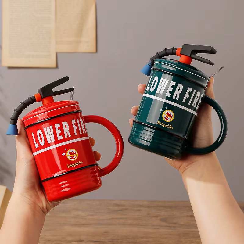 Mug à café créatif en céramique avec couvercle