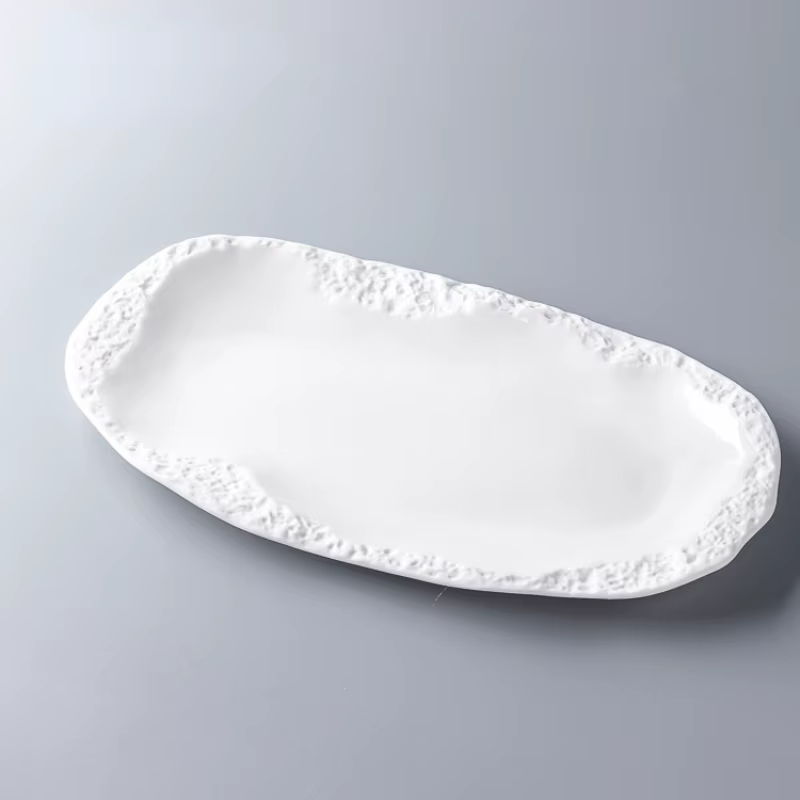 Assiette de nourriture occidentale en céramique avec motif de pierre