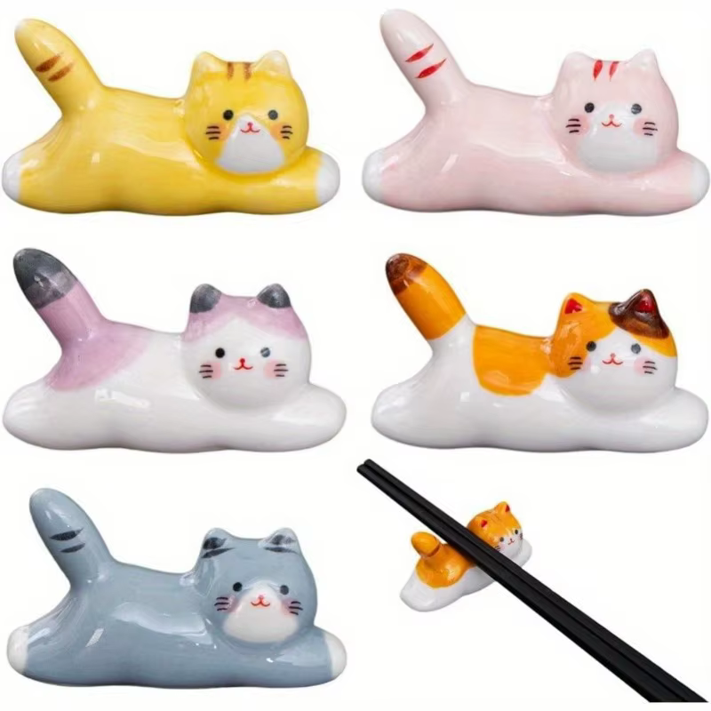 Porte-baguettes et ustensiles en céramique pour chat