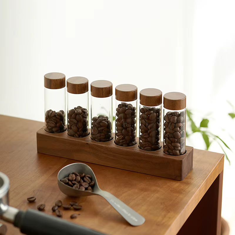 【Peace】Conteneur de stockage pour grains de café en verre avec outil en bois