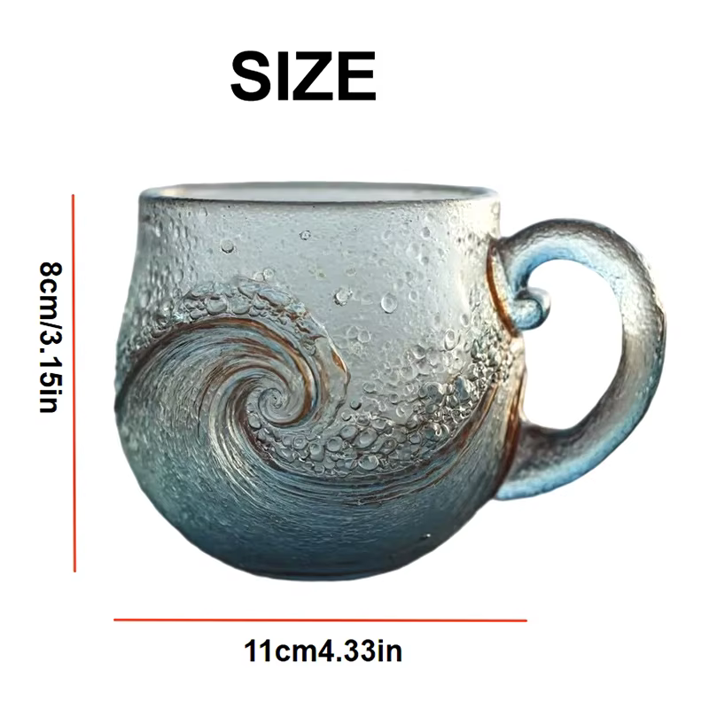 Tasse ondulée en verre de mer 12 Oz