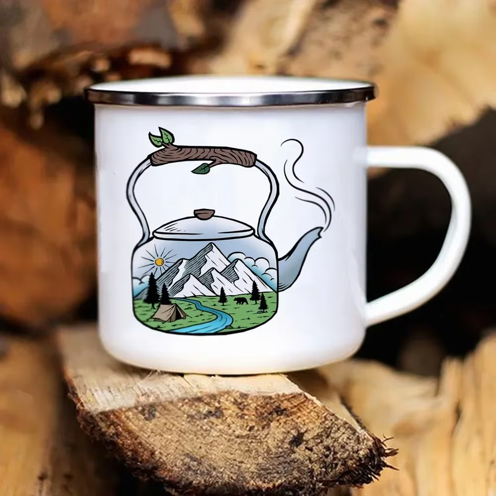 Tasse à Café Créative en Émail pour Voyage en Plein Air