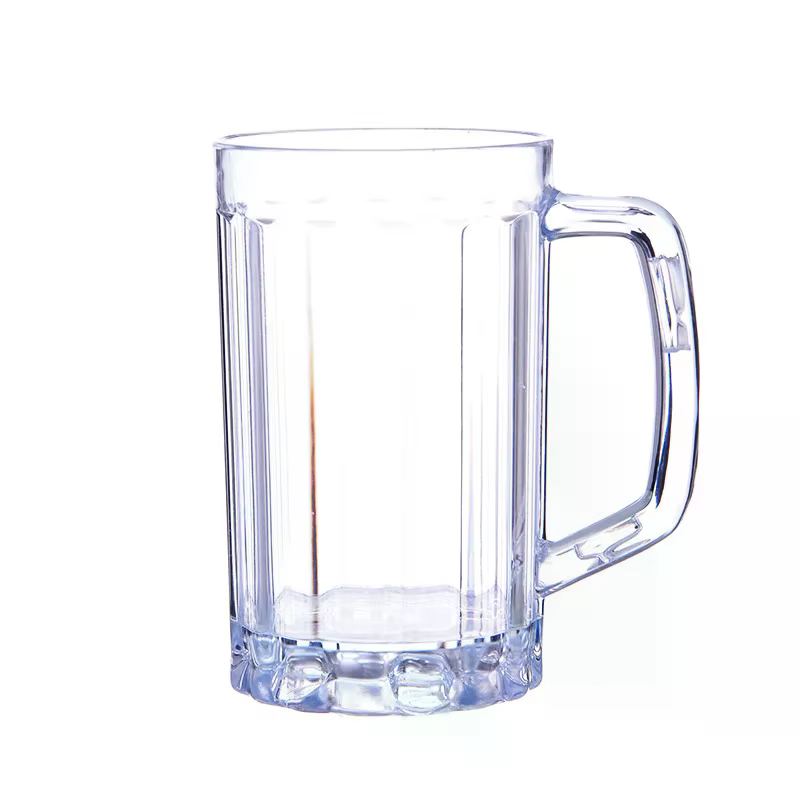 Mug à bière transparent 500 ml en plastique incassable – Idéal pour le petit-déjeuner
