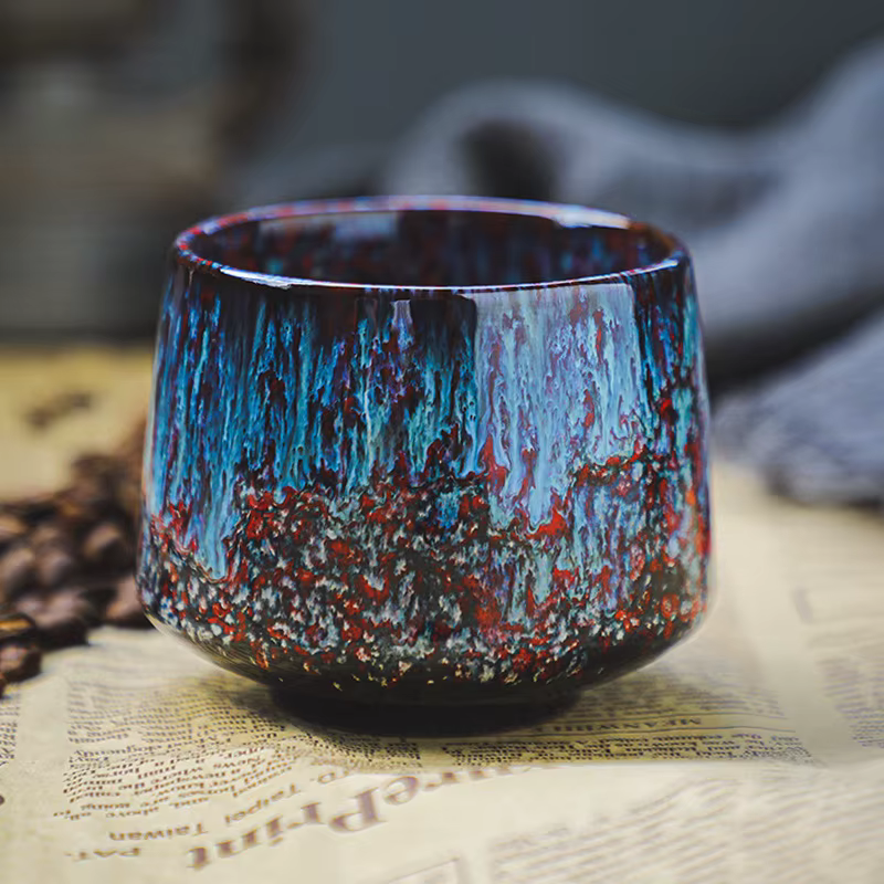 Tasse à café en céramique à glaçure réactive colorée